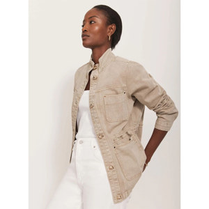 Mint Velvet Neutral Washed Utility Denim Jacket